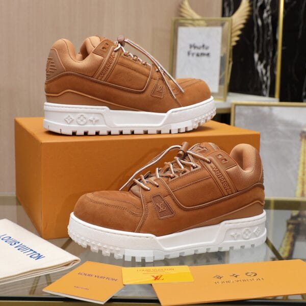 Louis Vuitton Trainer Maxi Leather Brown Sneaker 24ss