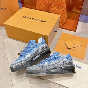 Louis Vuitton Trainer Light Blue Snake