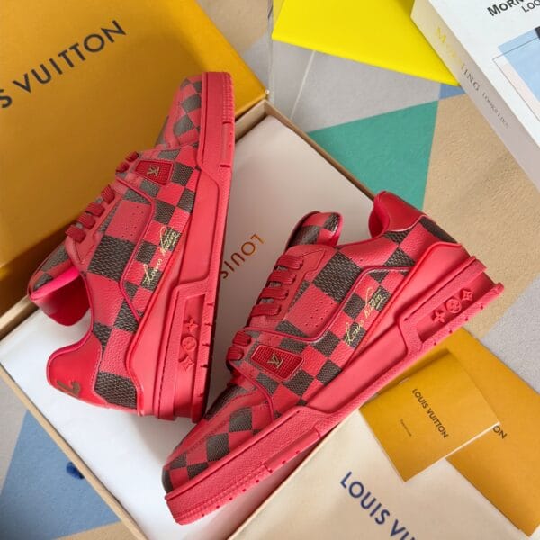 Louis Vuitton Trainer Red Grid