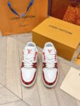 Louis Vuitton Trainer White Red Grid