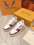Louis Vuitton Trainer White Red Grid