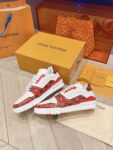 Louis Vuitton Trainer White Red Grid