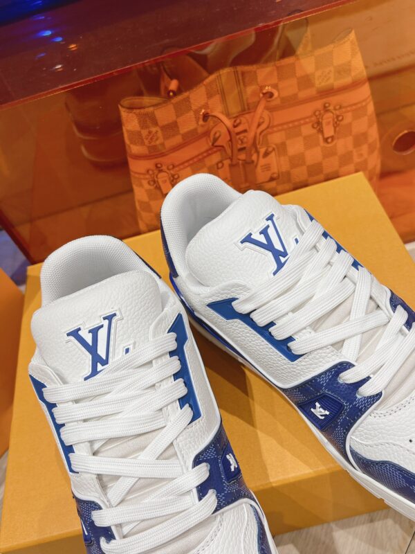 Louis Vuitton Trainer White Light Blue  Grid