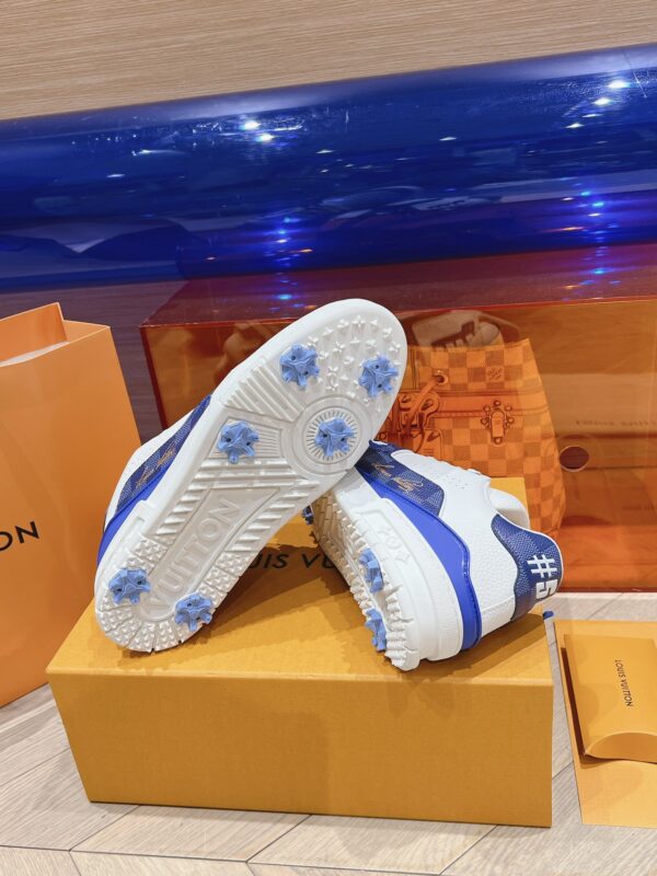 Louis Vuitton Trainer White Light Blue  Grid