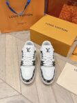 Louis Vuitton Trainer White Black and Grey Grid