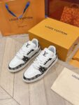 Louis Vuitton Trainer White Black and Grey Grid