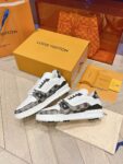 Louis Vuitton Trainer White Black and Grey Grid