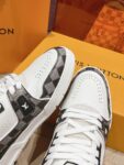 Louis Vuitton Trainer White Black and Grey Grid