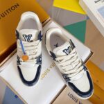 Louis Vuitton Trainer White Blue Grid