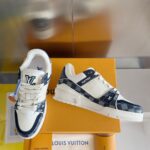 Louis Vuitton Trainer White Blue Grid