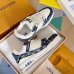 Louis Vuitton Trainer White Blue Grid