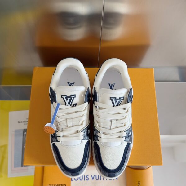 Louis Vuitton Trainer White Blue Grid