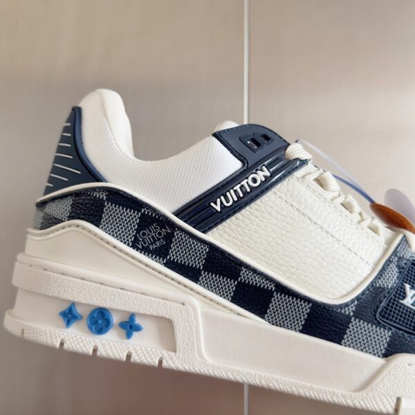 Louis Vuitton Trainer White Blue Grid