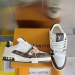 Louis Vuitton Trainer White Brown Grid