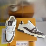 Louis Vuitton Trainer White Brown Grid