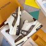 Louis Vuitton Trainer White Brown Grid