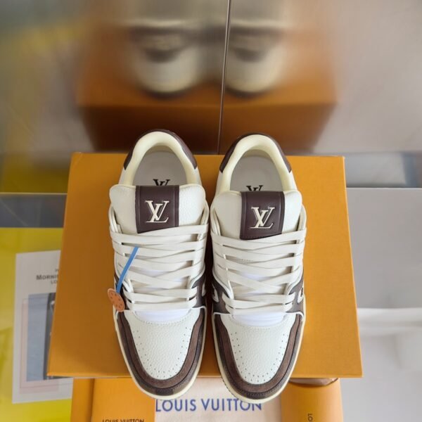 Louis Vuitton Trainer White Brown Grid