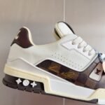 Louis Vuitton Trainer White Brown Grid