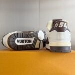 Louis Vuitton Trainer White Brown Grid