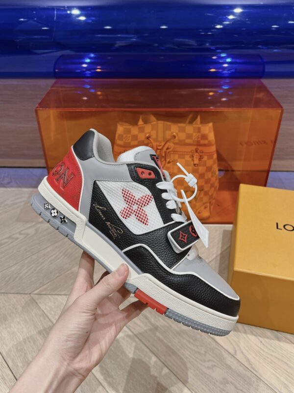 Louis Vuitton Trainer Black Grey and Red