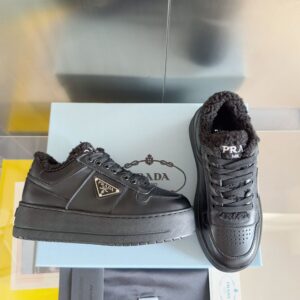 Prada Lambswool Boots Low Black