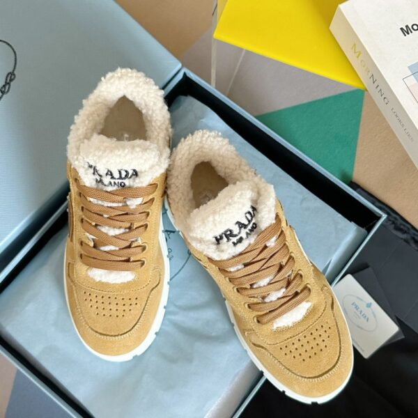 Prada Lambswool Boots Low Yellow