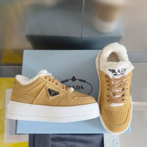 Prada Lambswool Boots Low Yellow