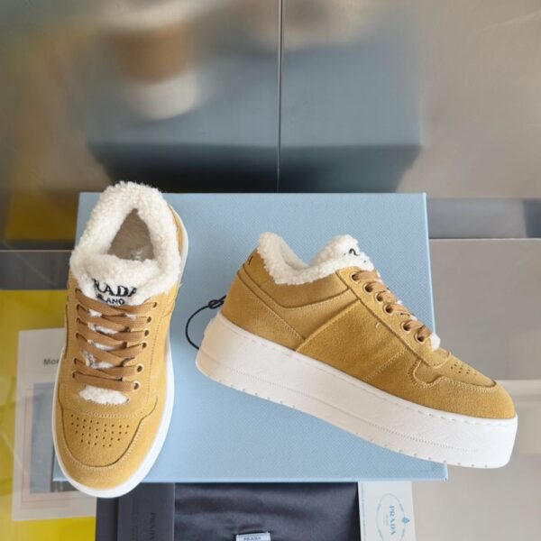 Prada Lambswool Boots Low Yellow