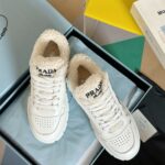 Prada Lambswool Boots Low White
