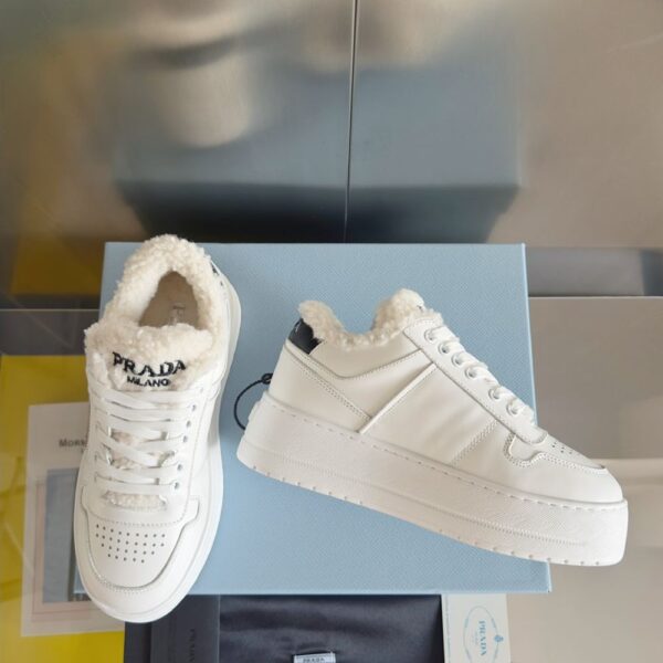 Prada Lambswool Boots Low White