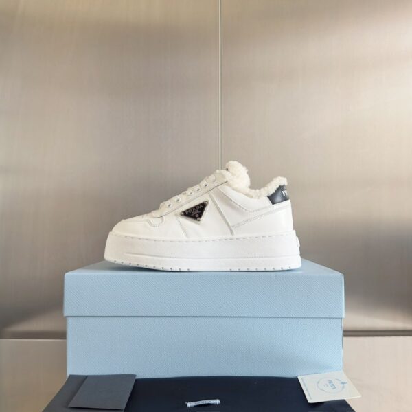 Prada Lambswool Boots Low White