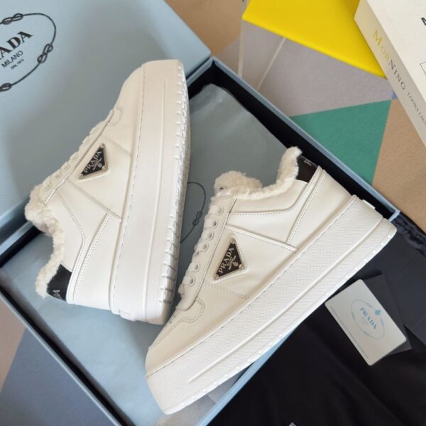 Prada Lambswool Boots Low White
