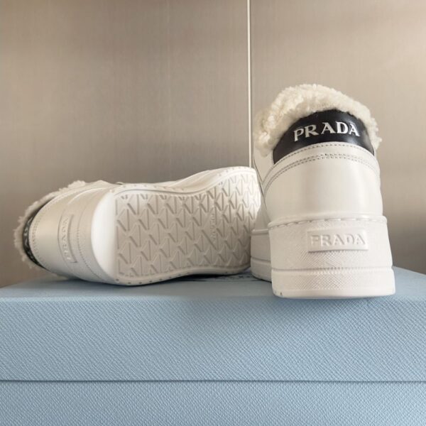 Prada Lambswool Boots Low White