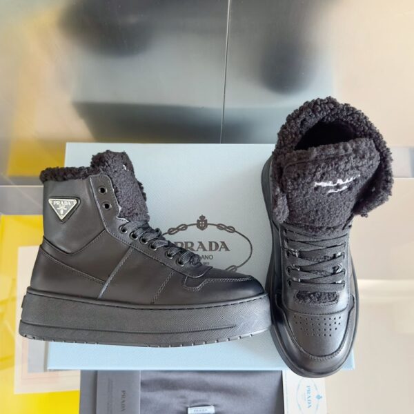 Prada Lambswool Boots High Black