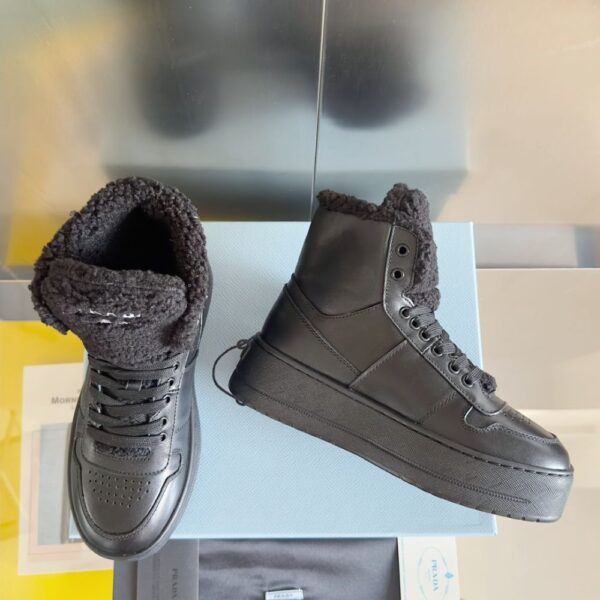 Prada Lambswool Boots High Black
