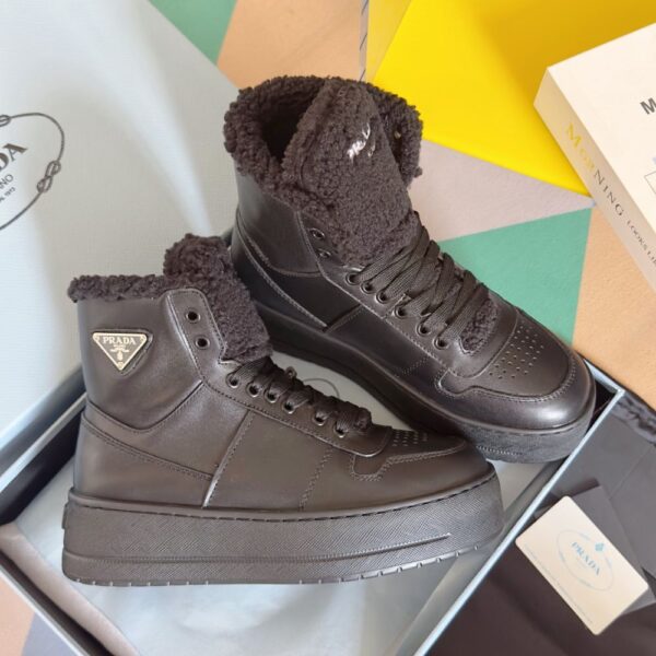 Prada Lambswool Boots High Black