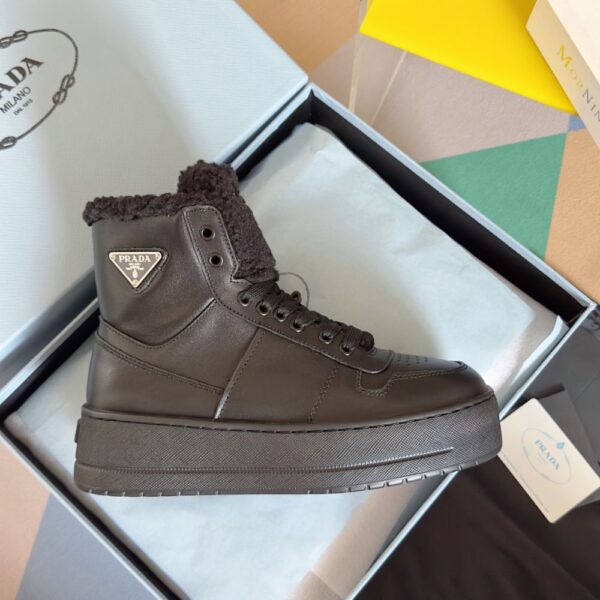 Prada Lambswool Boots High Black