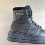 Prada Lambswool Boots High Black