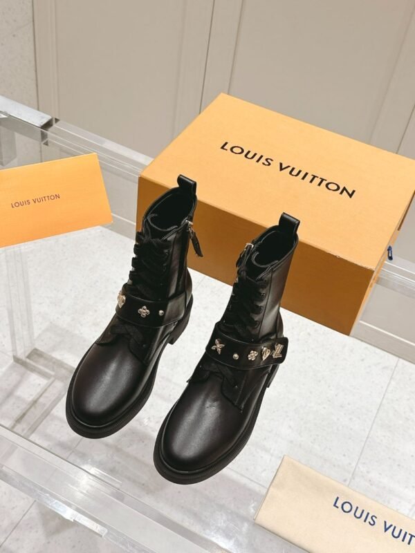 Louis Vuitton Motorcycle Boots Lace-up Black