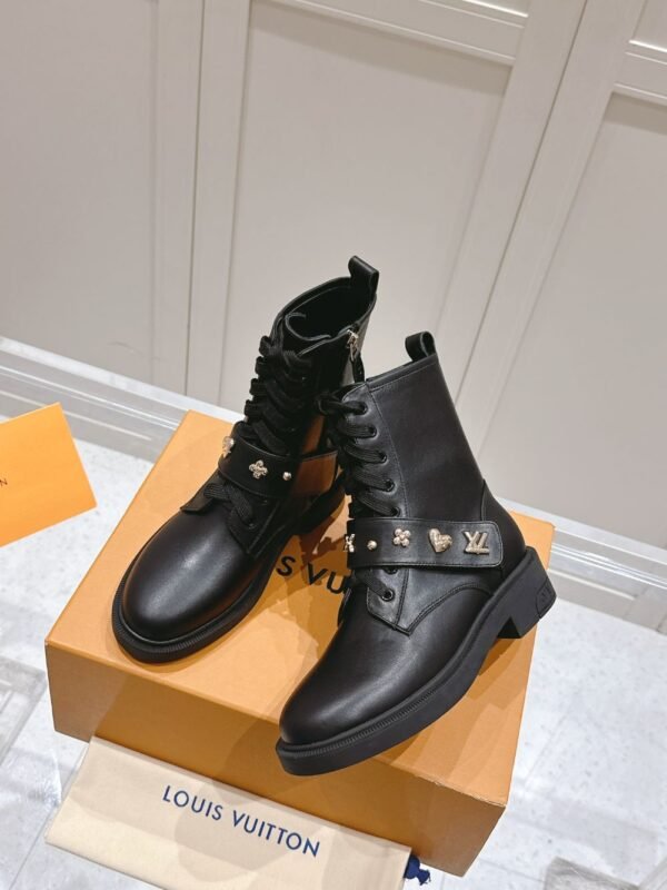 Louis Vuitton Motorcycle Boots Lace-up Black