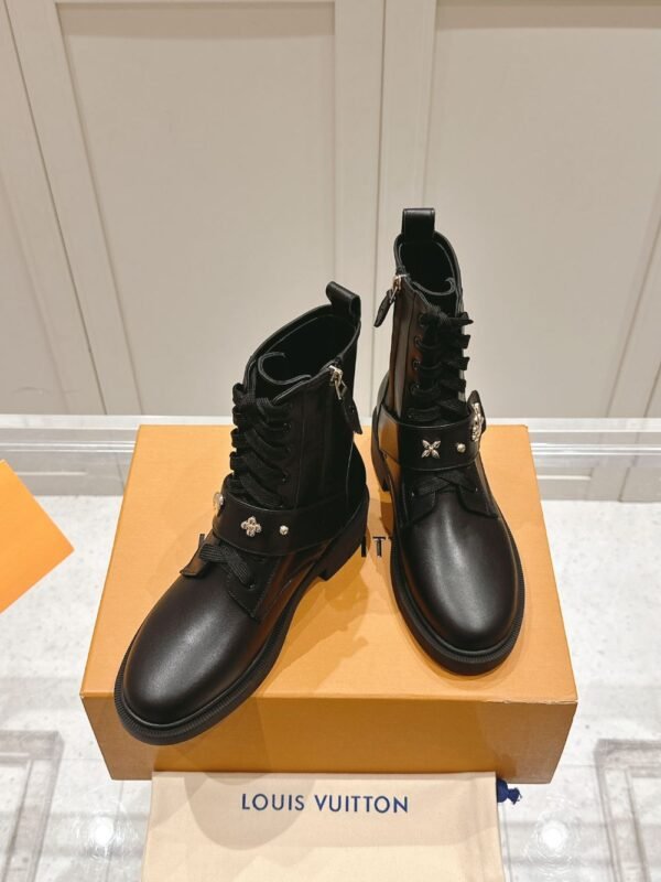 Louis Vuitton Motorcycle Boots Lace-up Black