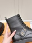Louis Vuitton Motorcycle Boots Lace-up Black