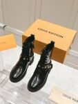 Louis Vuitton Motorcycle Boots Lace-up Light Black