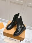 Louis Vuitton Motorcycle Boots Lace-up Light Black