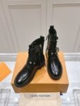 Louis Vuitton Motorcycle Boots Lace-up Light Black