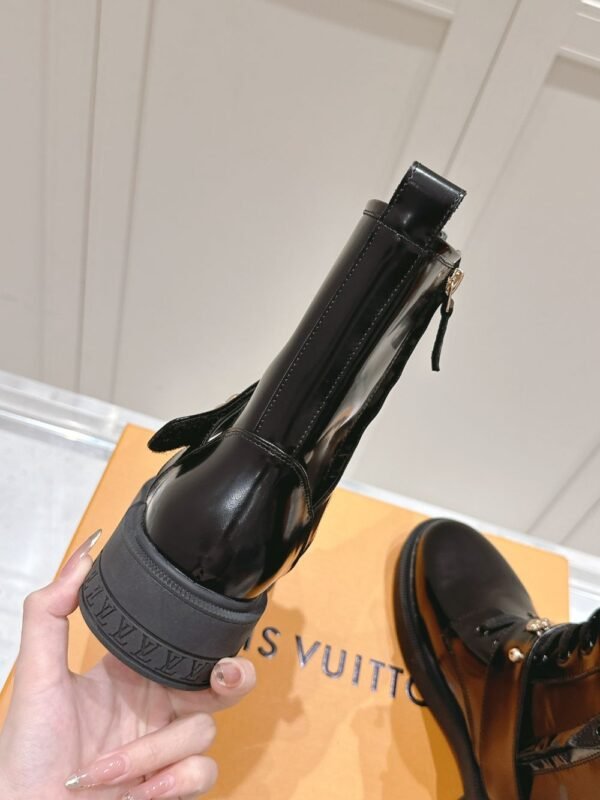 Louis Vuitton Motorcycle Boots Lace-up Light Black