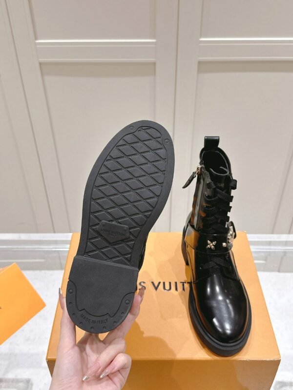 Louis Vuitton Motorcycle Boots Lace-up Light Black