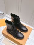 Louis Vuitton Motorcycle Boots Black Lace-up