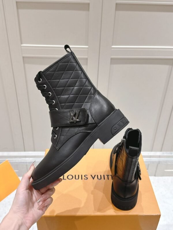 Louis Vuitton Motorcycle Boots Black Lace-up