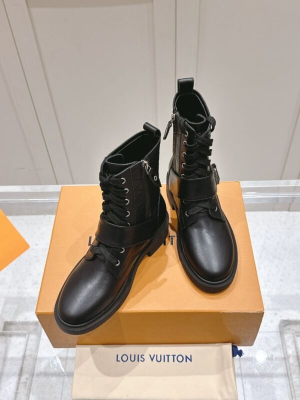 Louis Vuitton Motorcycle Boots Black Lace-up